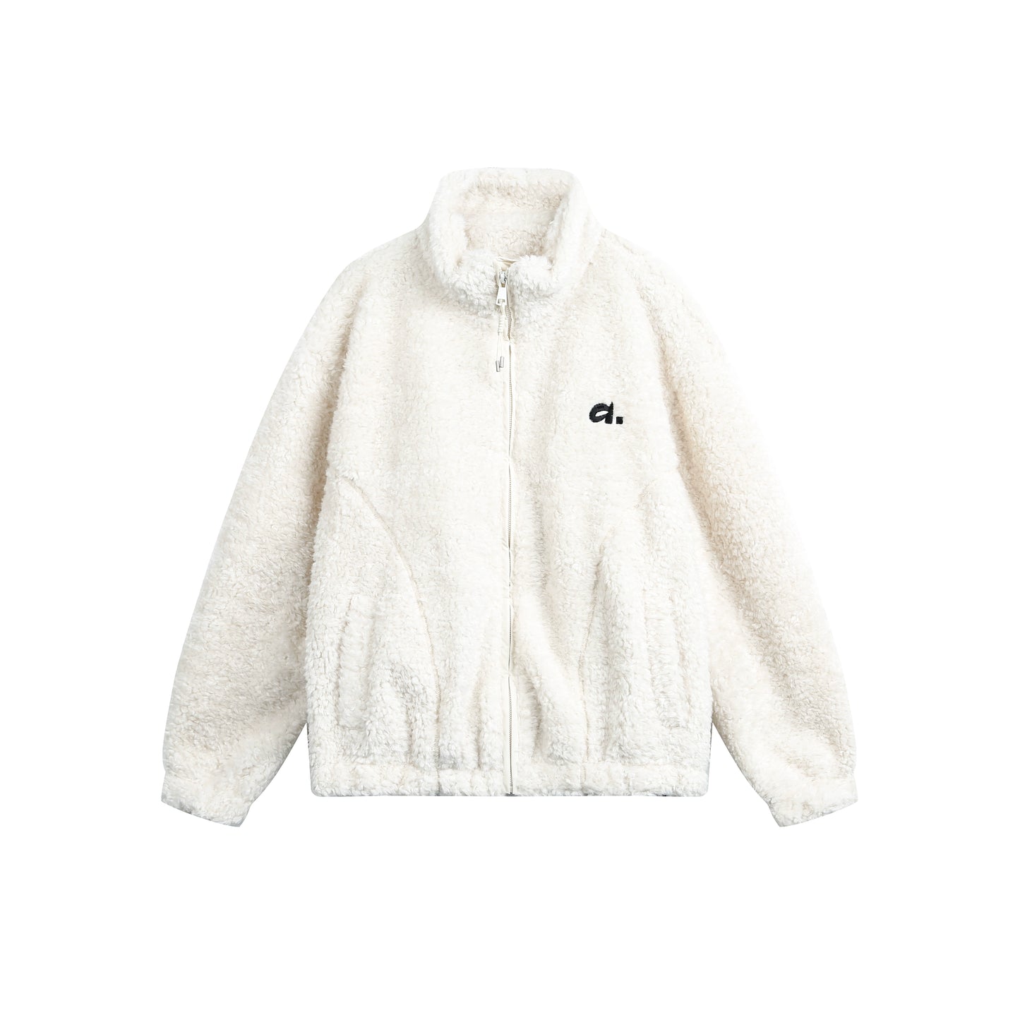 Embroidered Fleece Stand Collar Jacket