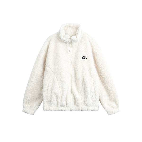Embroidered Fleece Stand Collar Jacket