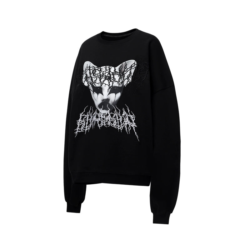 Cat Star Embroidery Sweatshirt