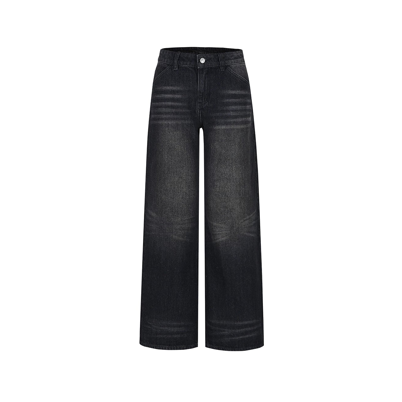 Black Gray Toned Washed Straight Jeans