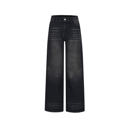 Black Gray Toned Washed Straight Jeans
