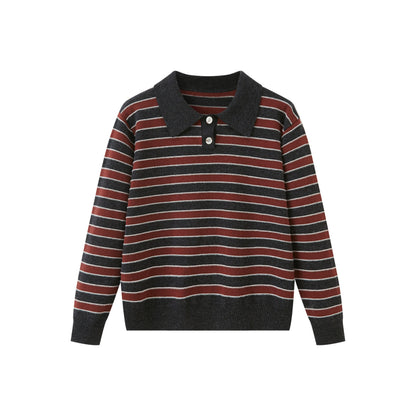 Cotton Wool Striped Polo Sweater