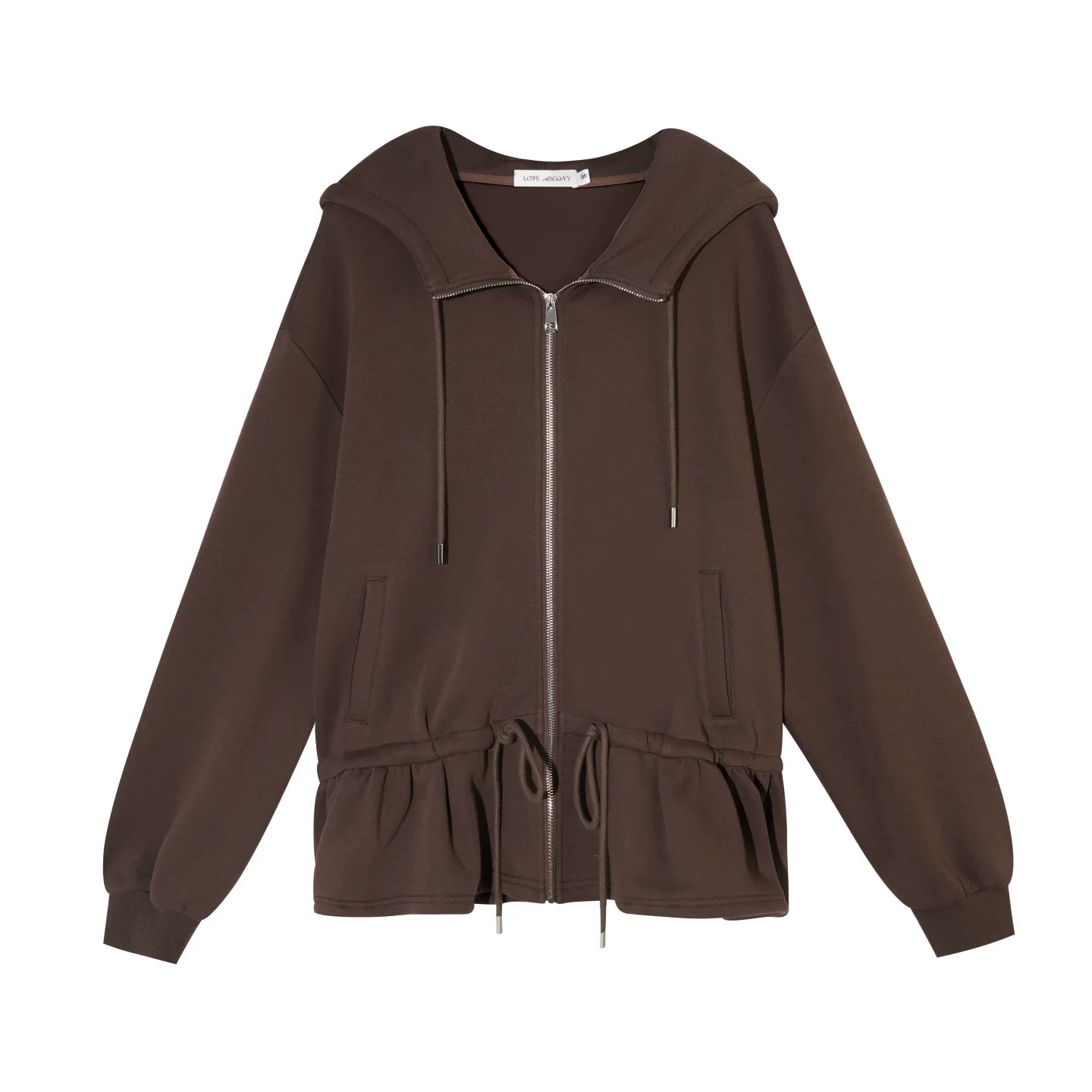 Hooded Drawstring Fleece Jacket Set-Up