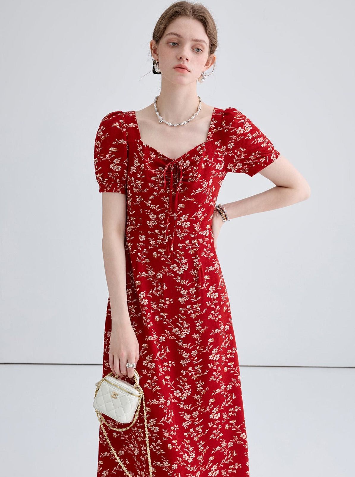 French Niche Floral Long Dress