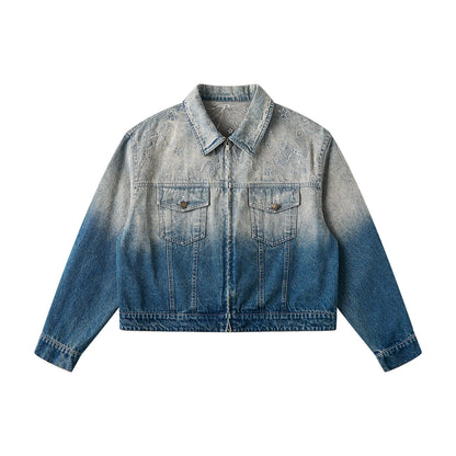 Blue Gradient Denim Jacket Set-UP