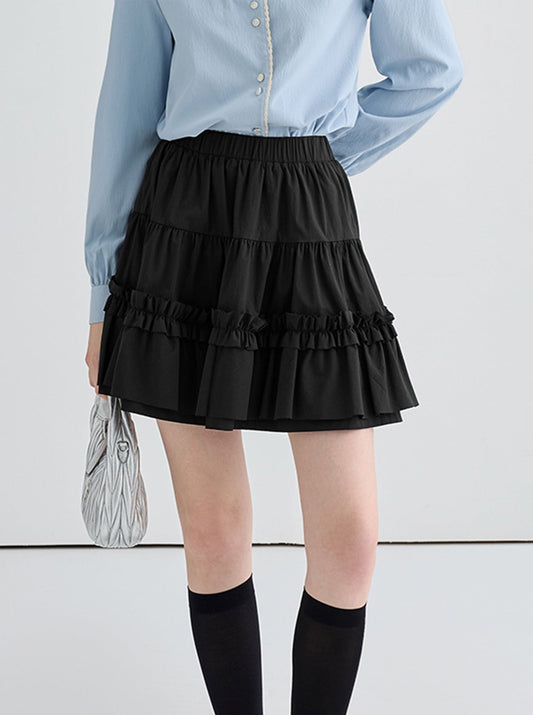 Double lace fluffy skirt