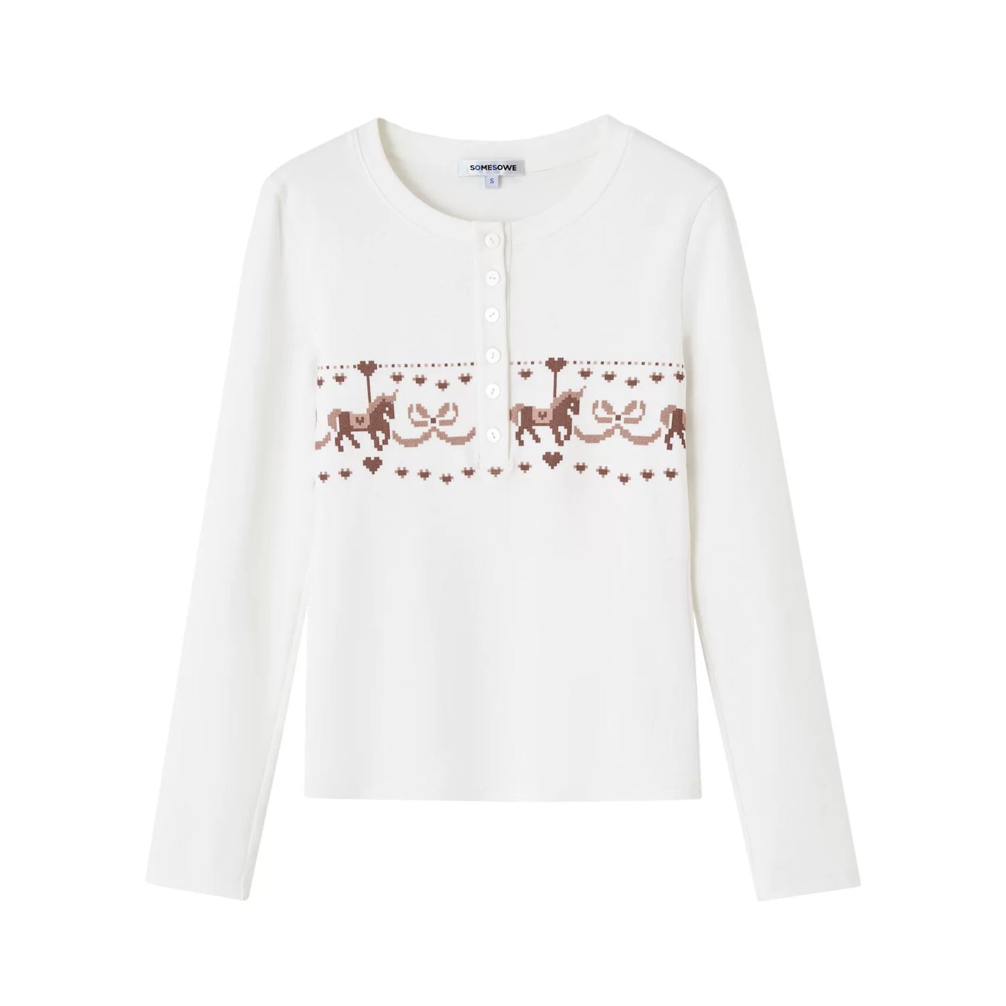 Karussell Print Samt Oberteil