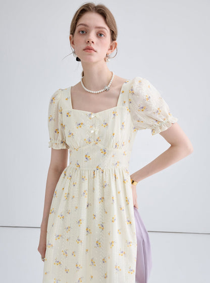 Square Neck Embroidered Dress