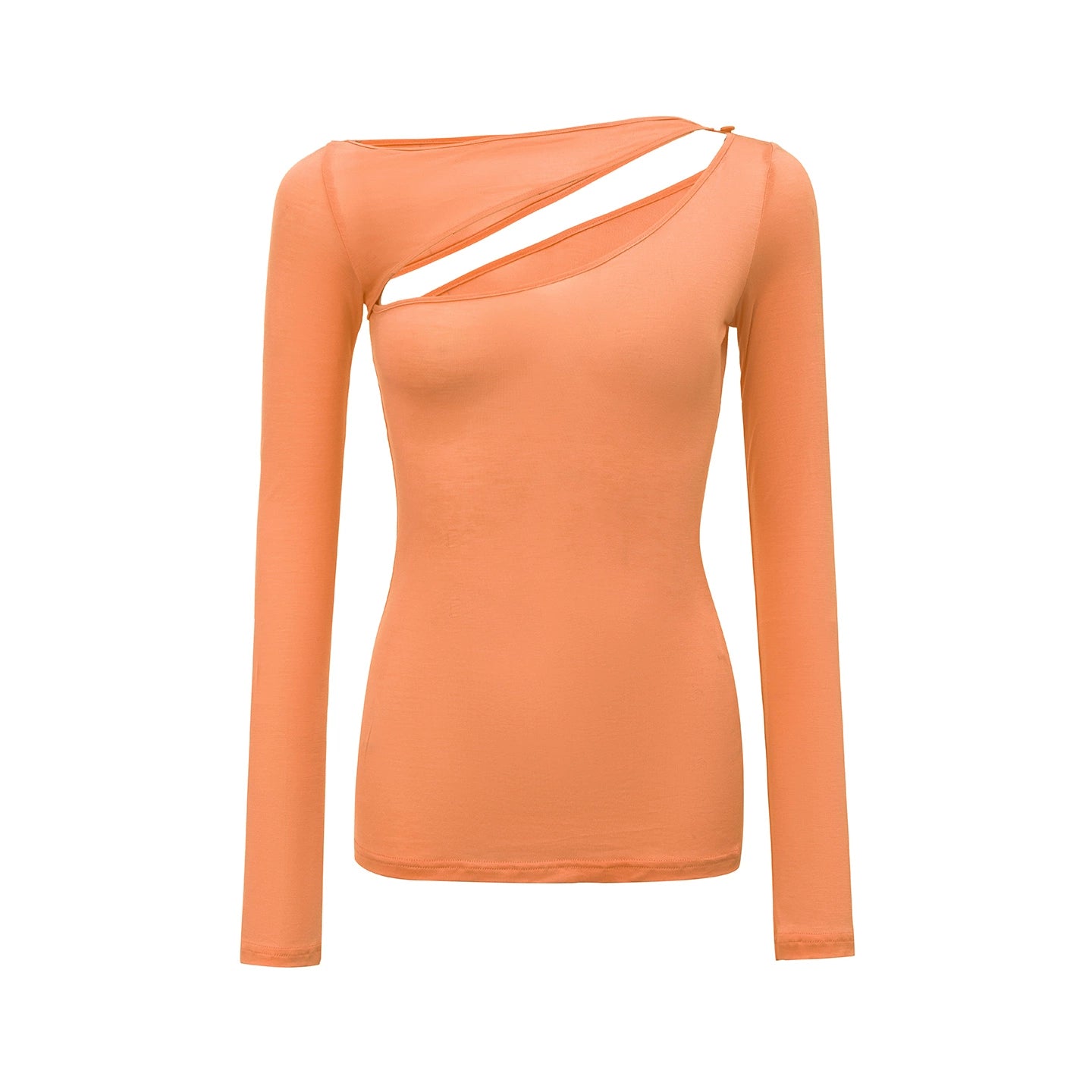 Slanted Shoulder Long-Sleeved T-Shirt