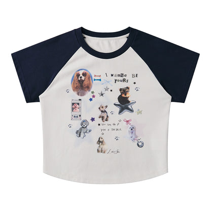 Cropped Graphic Raglan T-Shirt