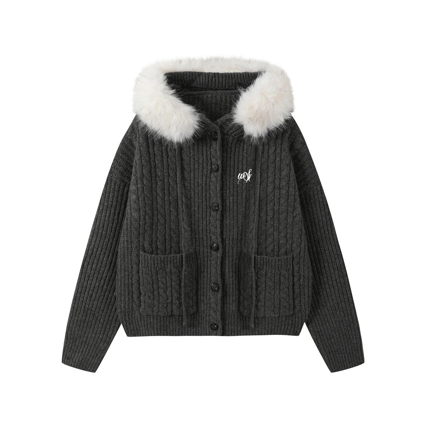 Fur Collar Knitted Jacket Set-Up