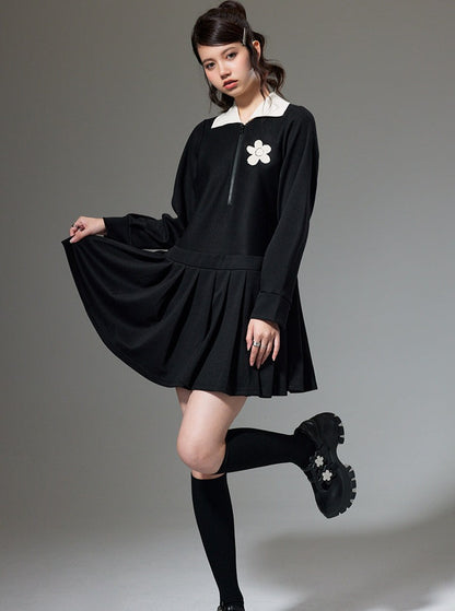 polo collar flower dress