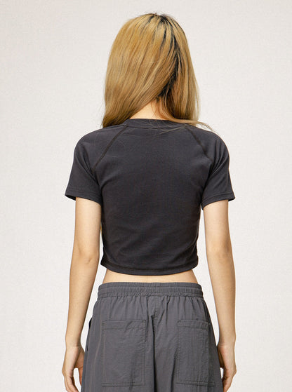 Retro Skinny Bedrucktes Cropped T-Shirt