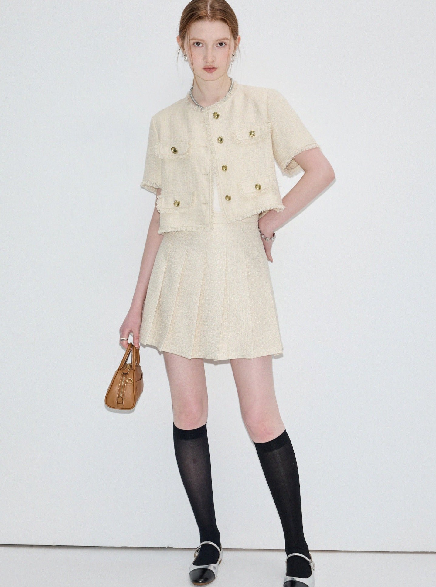 Short Jacket and Pleated Skirt Set-Up