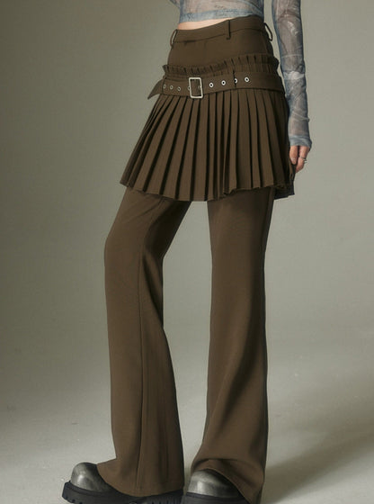 NICHE PLEATED CULOTTES MICRO-FLARED PANTS