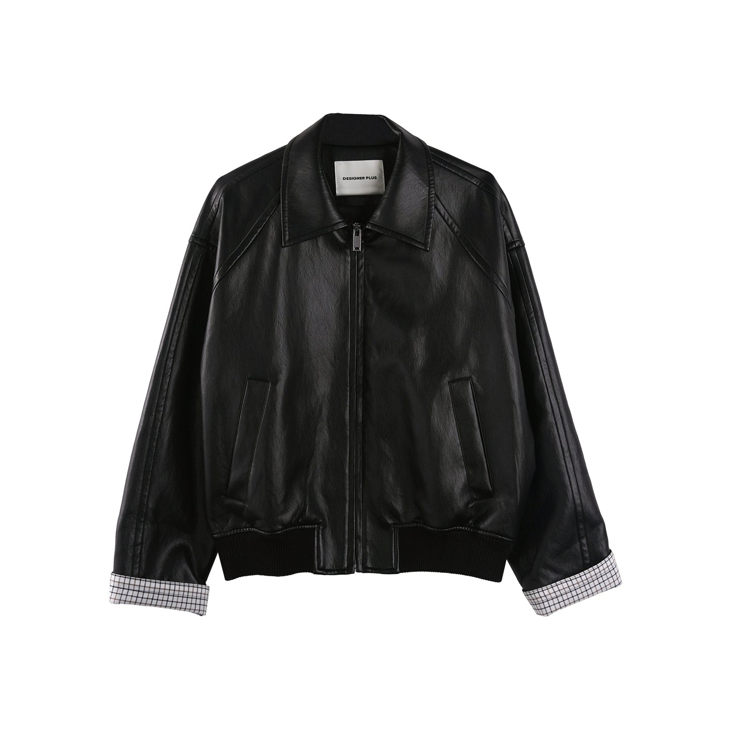 Black Lapel Short Leather Jacket