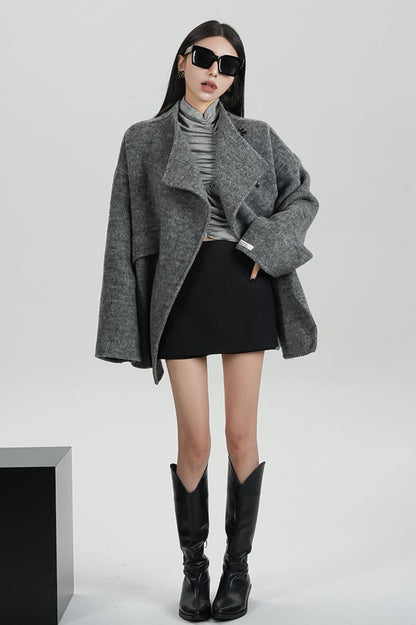 Temperament Double-Faced Tweed Coat