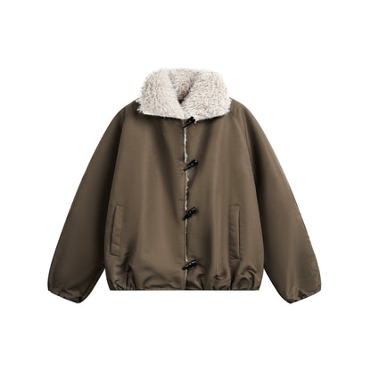 Fur-Trimmed Color-Blocked Coat