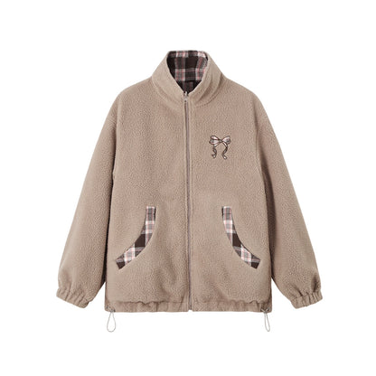 Double-Sided Plaid Fleece Jacket