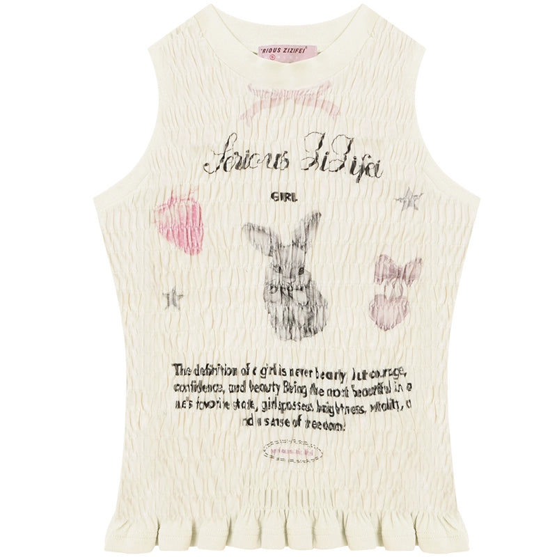 Rabbit Print Wrap Top