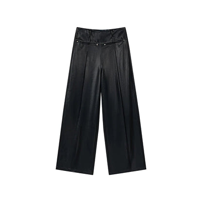 Loose Straight-Leg Leather Pants