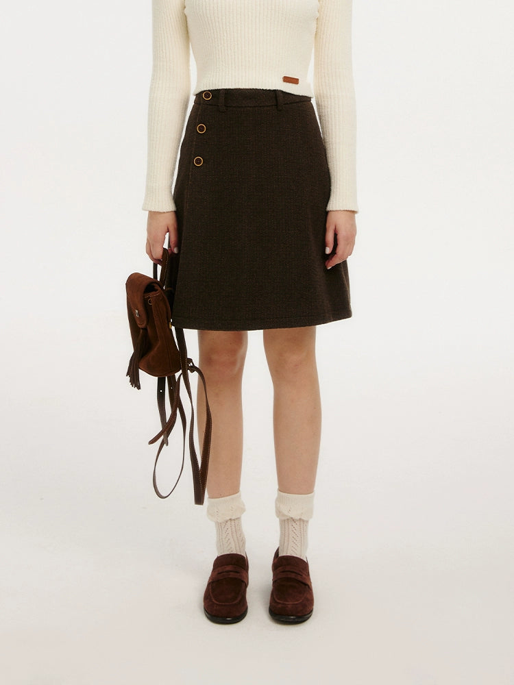 AMERICAN RETRO WOOLEN ONE-PIECE A-LINE SUIT SKIRT