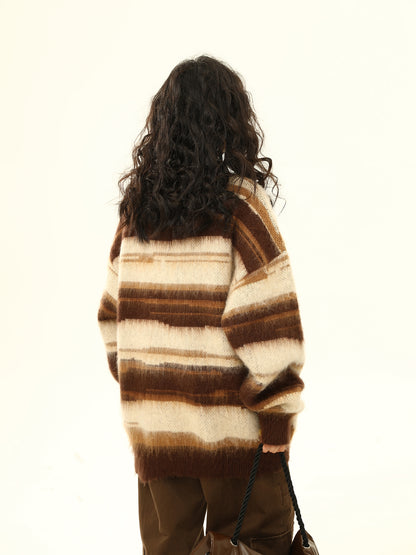 American retro mohair striped sweater