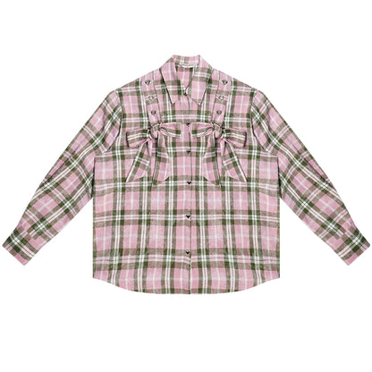 Retro THICKENED PINK PLAID SHIRT