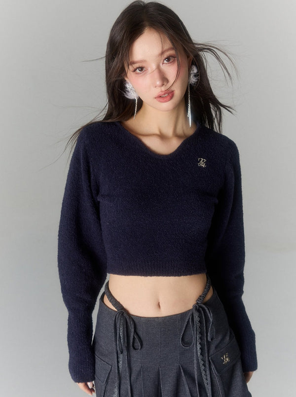 Simple V-Neck Loose Sleeve Tops