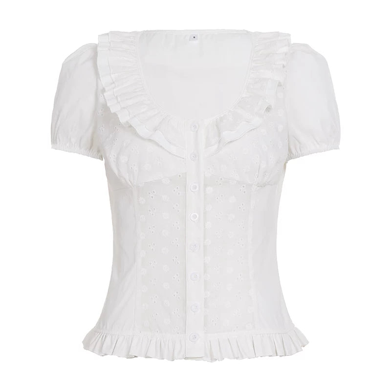 Camicia Bianca Pura con Volant