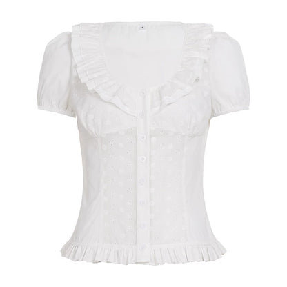 Camicia Bianca Pura con Volant