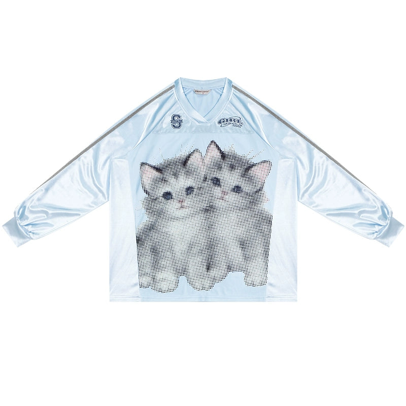 Retro Cat Print Sports Sweatshirt