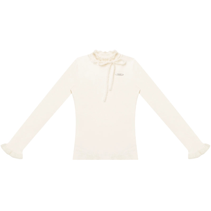 Bow-Knot Ruffled Knit Top