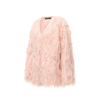 V-Neck Shearling Fur Jacket