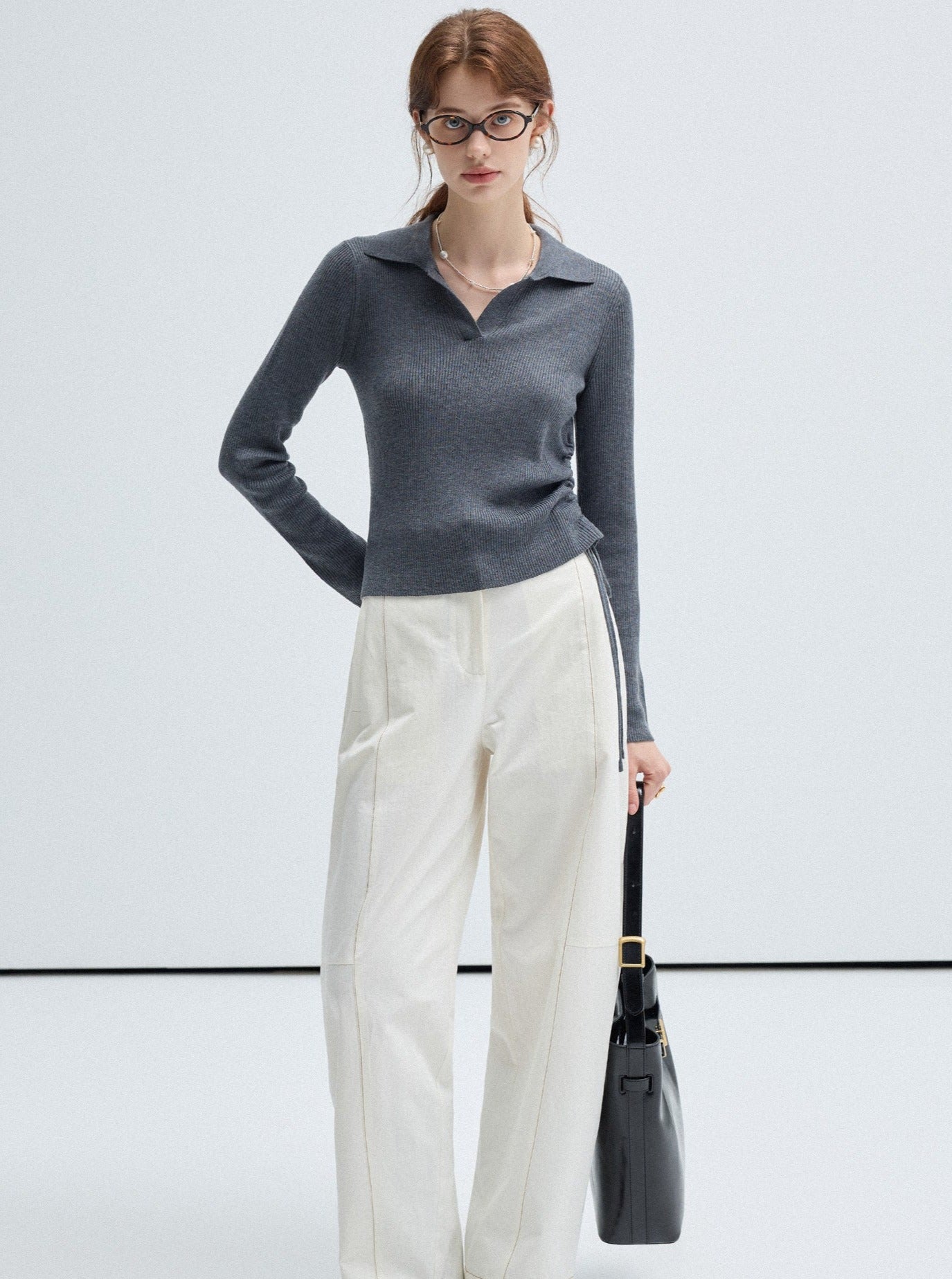 Side Drawstring Chic Knitwear Top