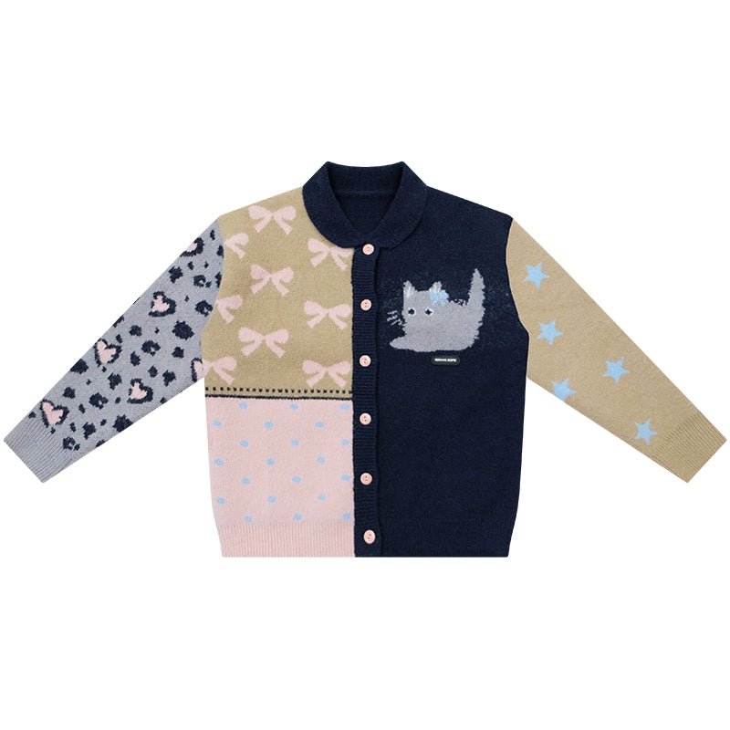 Retro Color-Blocking Cardigan Jacket