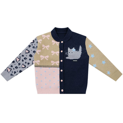 Retro Color-Blocking Cardigan Jacket