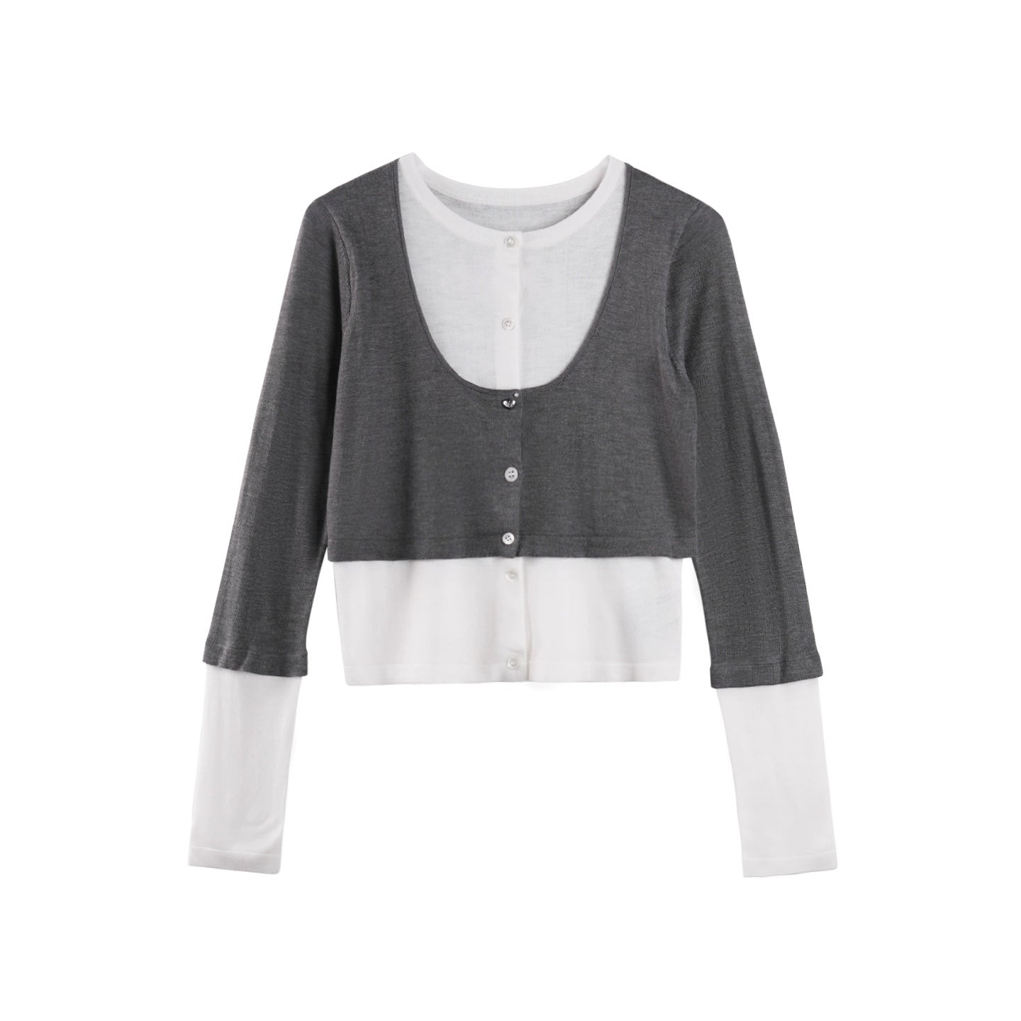 Contrasting Long-Sleeved Knitwear Top