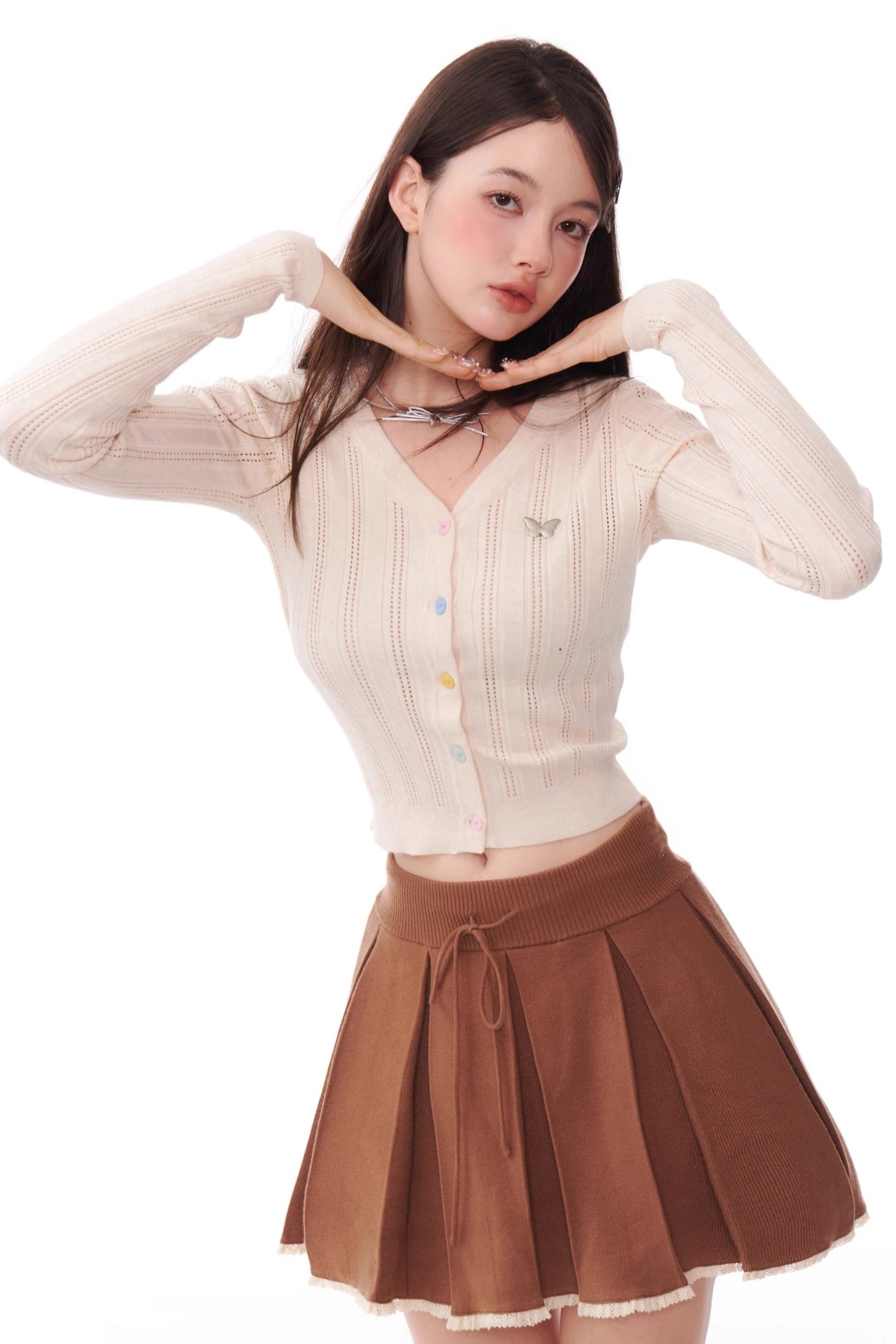 Retro V-Neck Cropped Cardigan