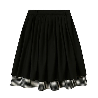 Simple Layered Stitching Skirt