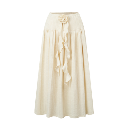 Long-sleeved pleated maxi skirt set