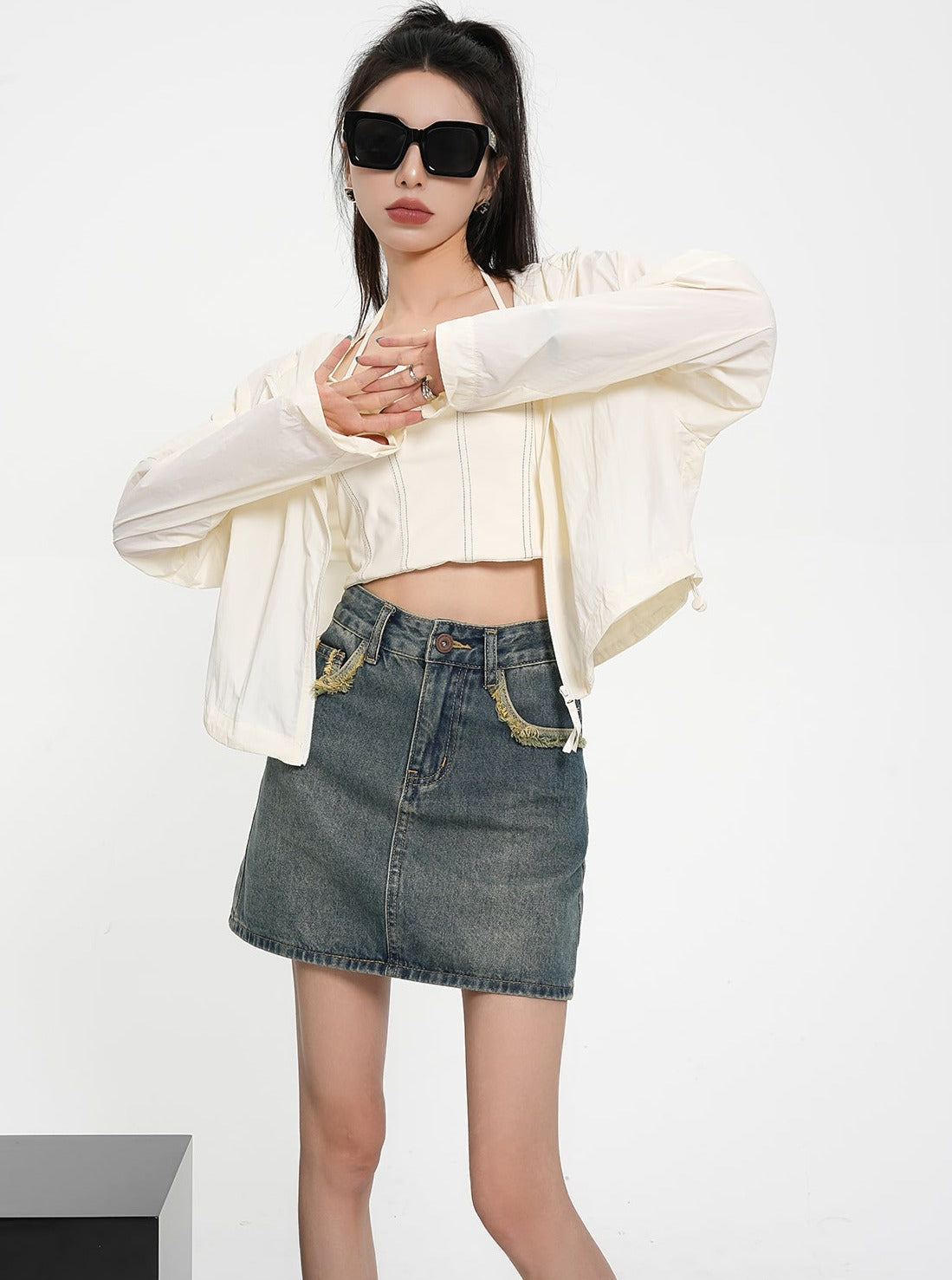 Raw Edges Denim Skirt