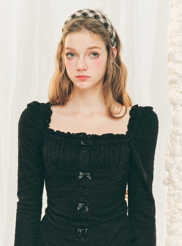 Vintage Square Neck Velvet Knit Top