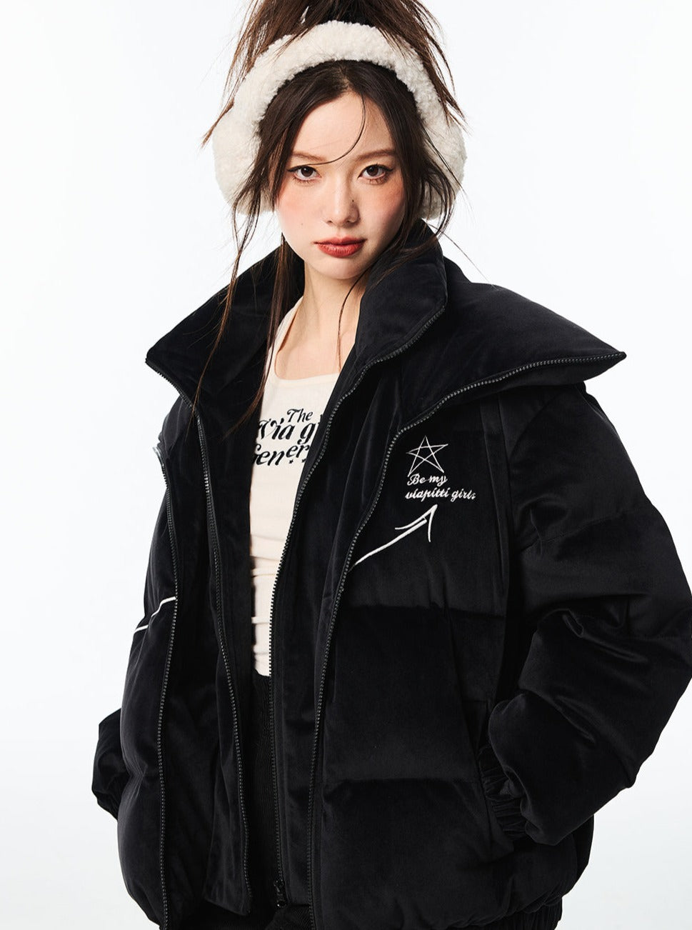 double-layered high-neck down jacket