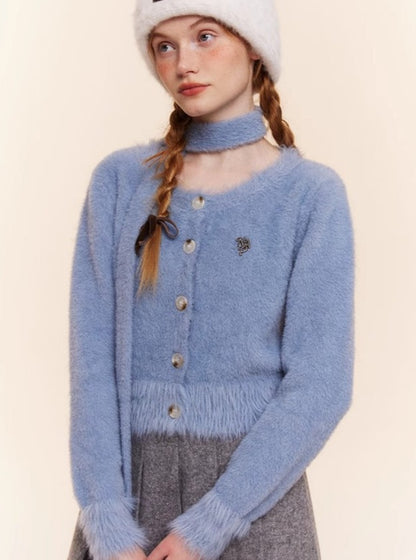 Mink Knitted Cardigan Long Wool Tops