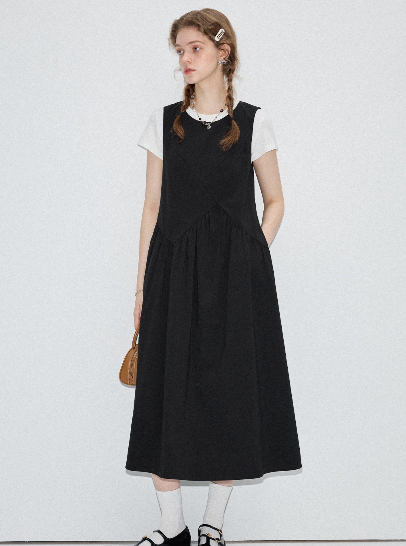 Temperament Irregular Stitched Vest Dress