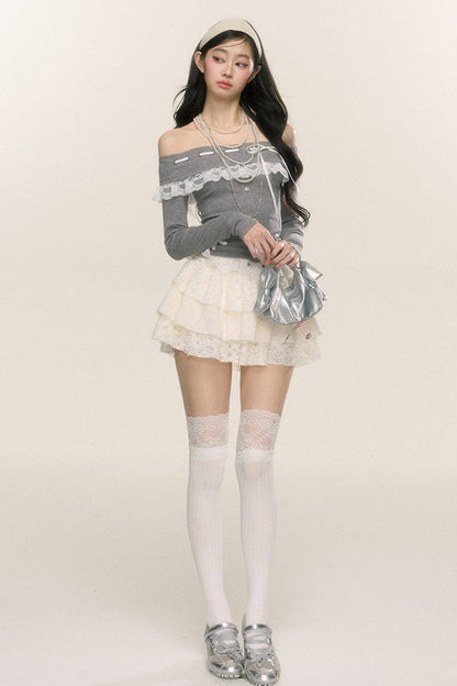 Rime Camellia Lace Long-Sleeve T-Shirt