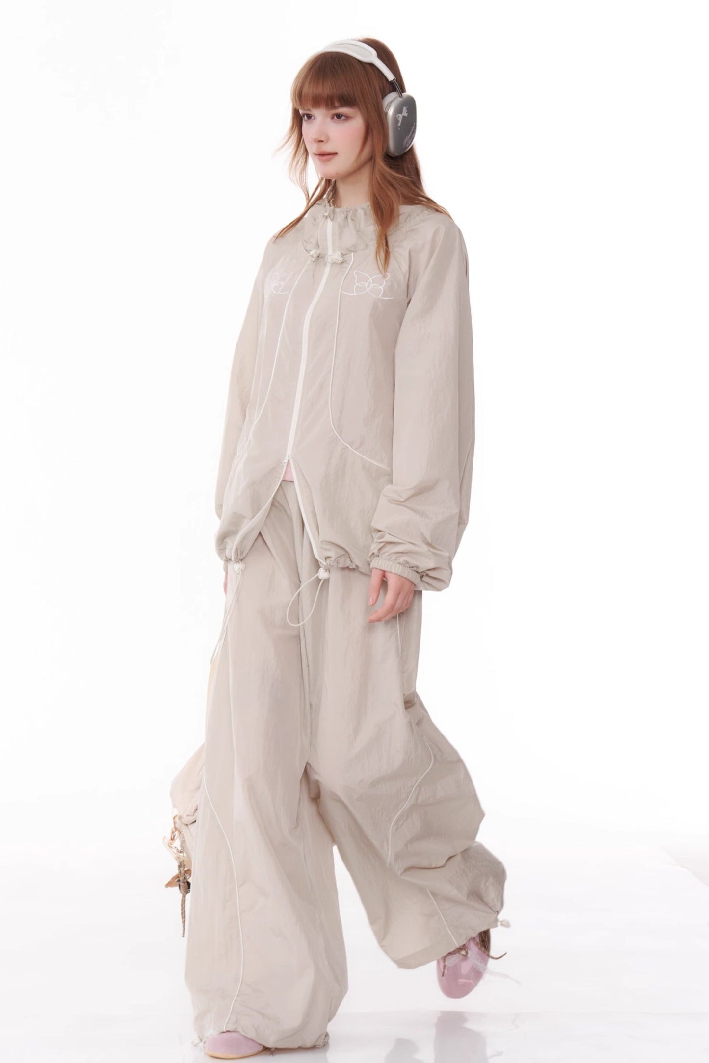 Drape Wide-Leg Casual Pants