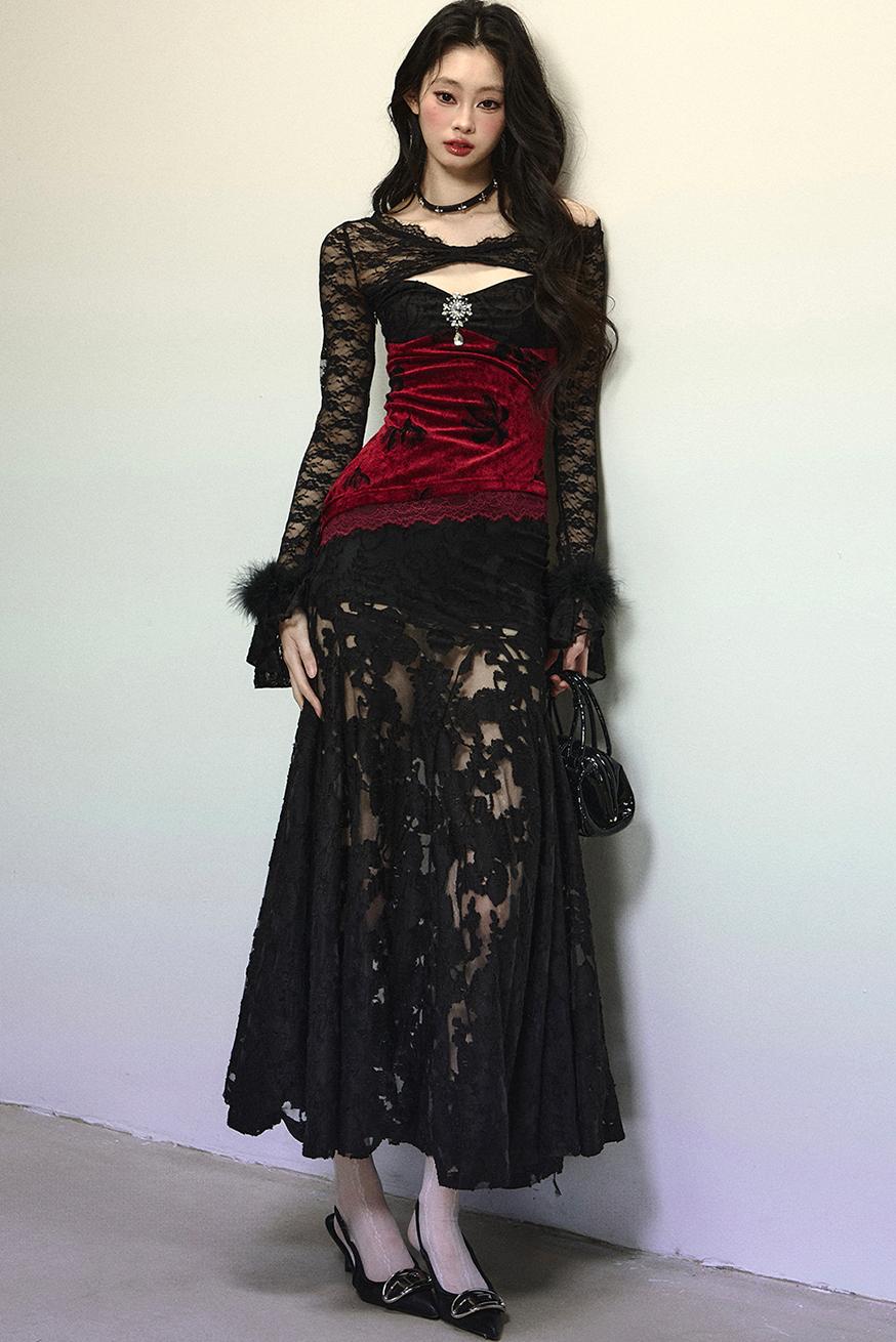 Off-Shoulder Lace Mermaid Dress