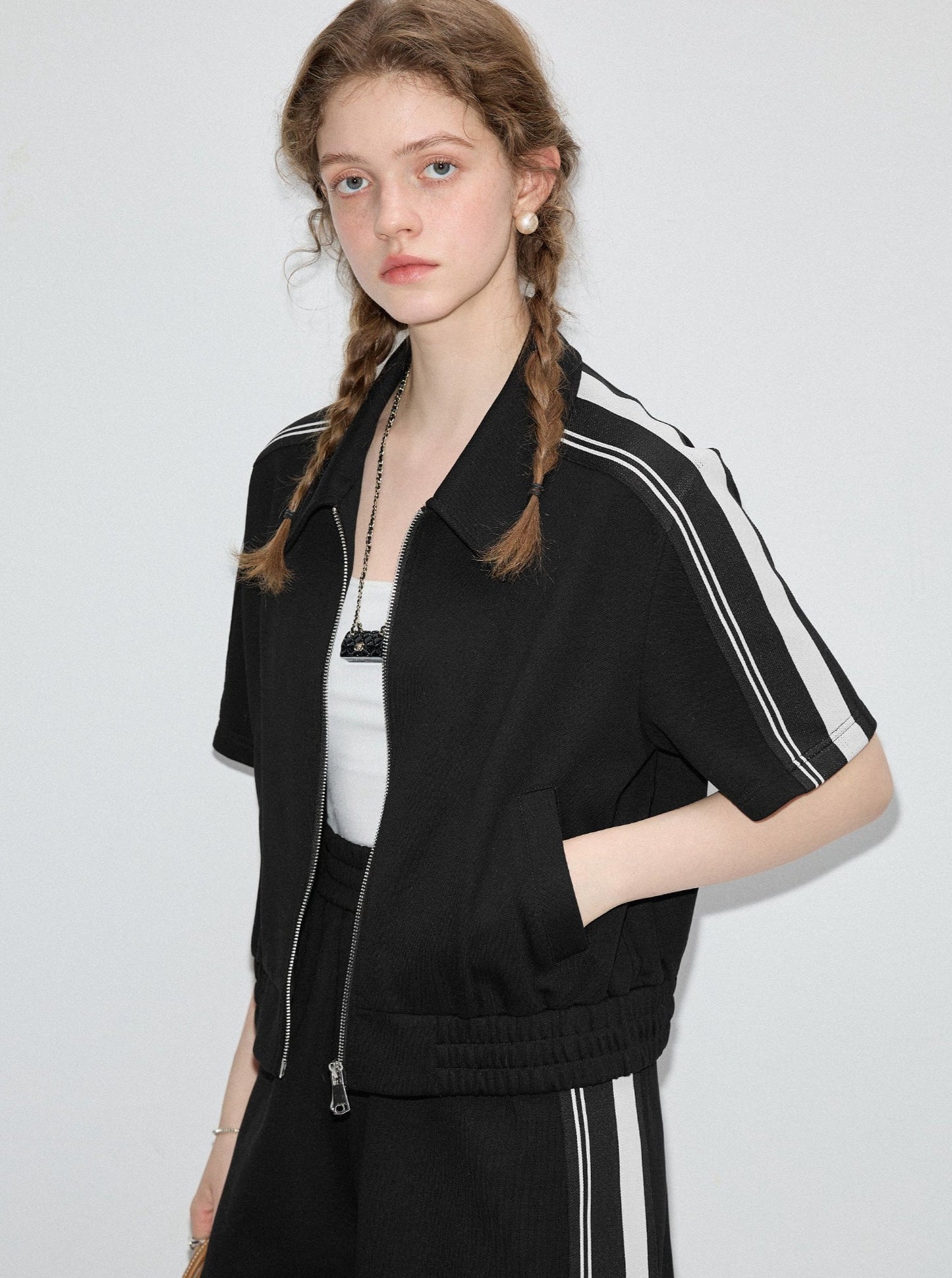 Athleisure Style Jacke mit Shorts 2-Teiliges Set